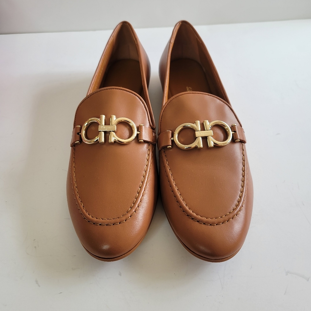 Salvatore Ferragamo Tan Leather Gancini Bit Loafers